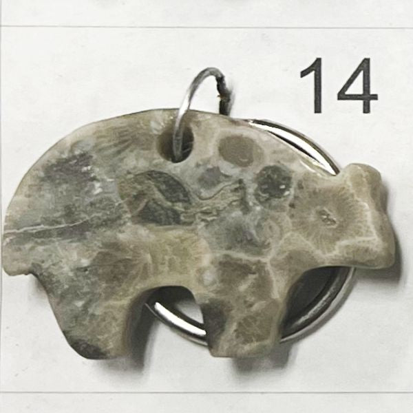 Petoskey Stone * Tribal Bear * - Keychain + PN 4005-14