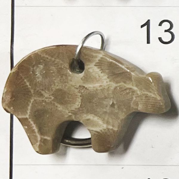Petoskey Stone * Tribal Bear * - Keychain + PN 4005-13