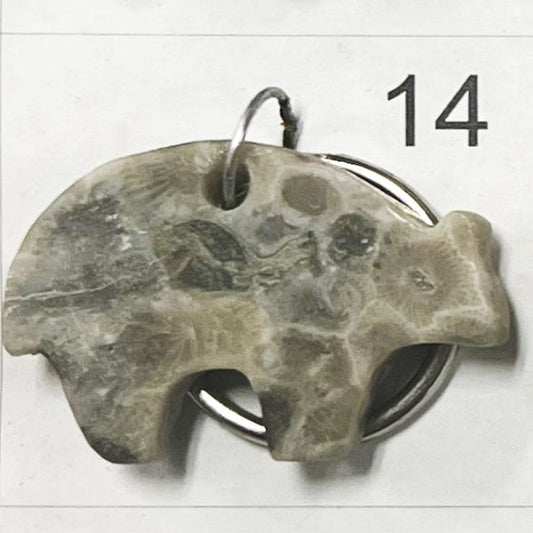 Petoskey Stone * Tribal Bear * - Keychain + PN 4005-14