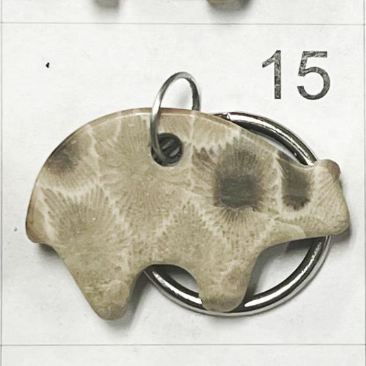 Petoskey Stone * Tribal Bear * - Keychain + PN 4005-15