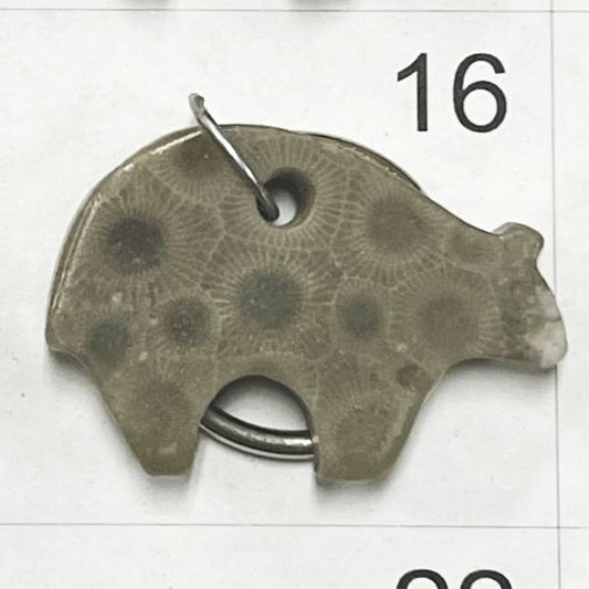 Petoskey Stone * Tribal Bear * - Keychain + PN 4005-16