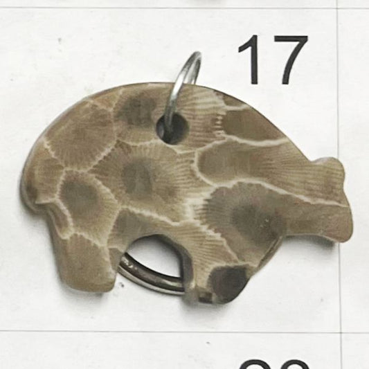 Petoskey Stone * Tribal Bear * - Keychain + PN 4005-17