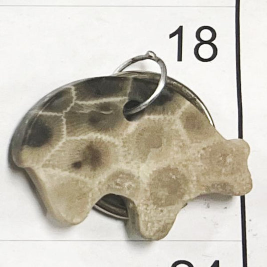 Petoskey Stone * Tribal Bear * - Keychain + PN 4005-18