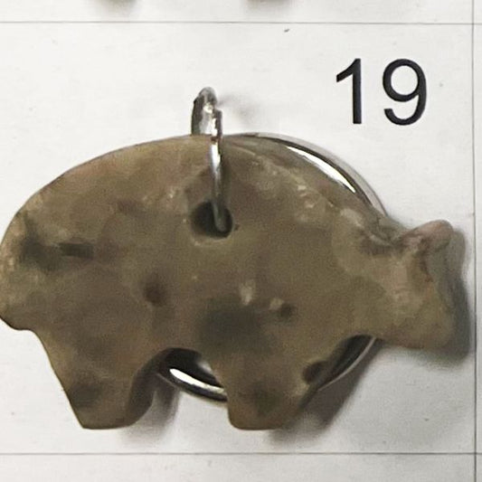 Petoskey Stone * Tribal Bear * - Keychain + PN 4005-19