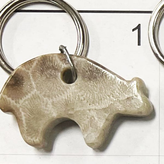 Petoskey Stone * Tribal Bear * - Keychain + PN 4005-1