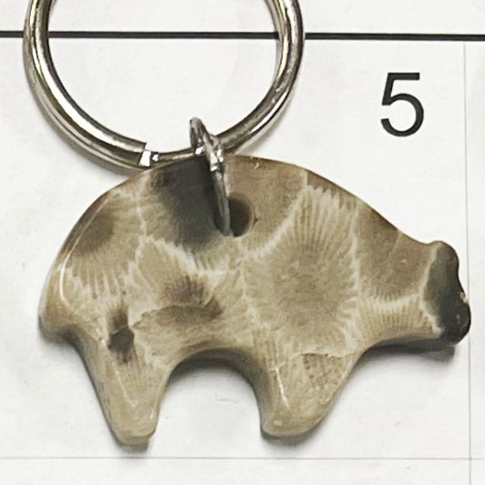 Petoskey Stone * Tribal Bear * - Keychain + PN 4005-5