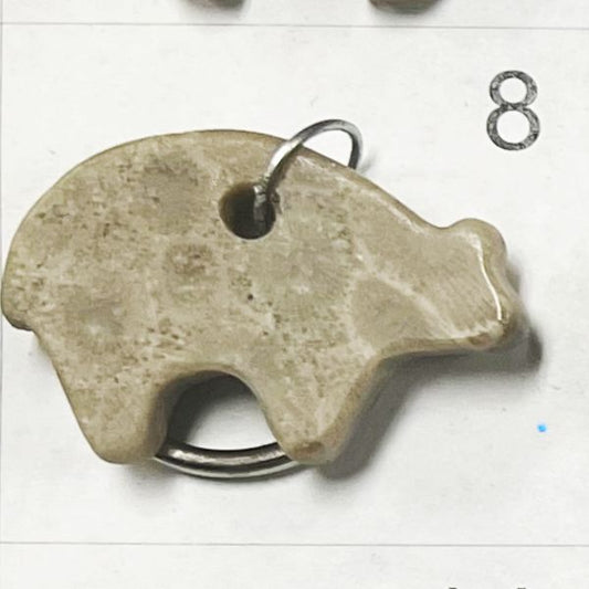 Petoskey Stone * Tribal Bear * - Keychain + PN 4005-8