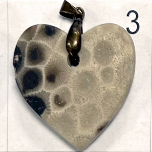 Petoskey Stone Heart Pendant 4006-3